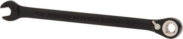 Proto - 7/32" 12 Point Combination Wrench - 15° Head Angle, 5" OAL, Steel, Black Chrome Finish - Industrial Tool & Supply