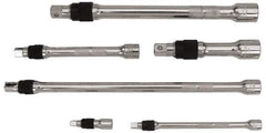Proto - 1/4, 3/8 & 1/2" Drive Socket Locking Extension Set - 6 Pieces, Includes 1/4" Drive: 2", 6" & 3/8" Drive: 6", 12" & 1/2" Drive: 5", 10" Lengths - Industrial Tool & Supply
