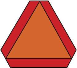 NMC - "Slow Moving Vehicle Emblem", 16" Wide x 14" High, Vinyl Construction Roadway Signs - 0.0045" Thick, Orange, High Intensity Reflectivity, Triangle, Adhesive Backed Mount - Industrial Tool & Supply