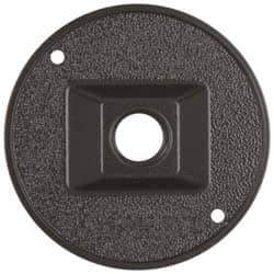 Cooper Crouse-Hinds - 1 Outlet, 1/2" Hole Diam, Powder Coat Finish, Round Noncorrosive Weatherproof Box Cover - 4-1/2" Wide x 9/16" High, Wet Locations, Aluminum, UL Listed - Industrial Tool & Supply