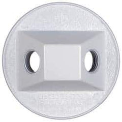 Cooper Crouse-Hinds - 2 Outlet, 1/2" Hole Diam, Powder Coat Finish, Round Noncorrosive Weatherproof Box Cover - 4-1/2" Wide x 9/16" High, Wet Locations, Aluminum, UL Listed - Industrial Tool & Supply