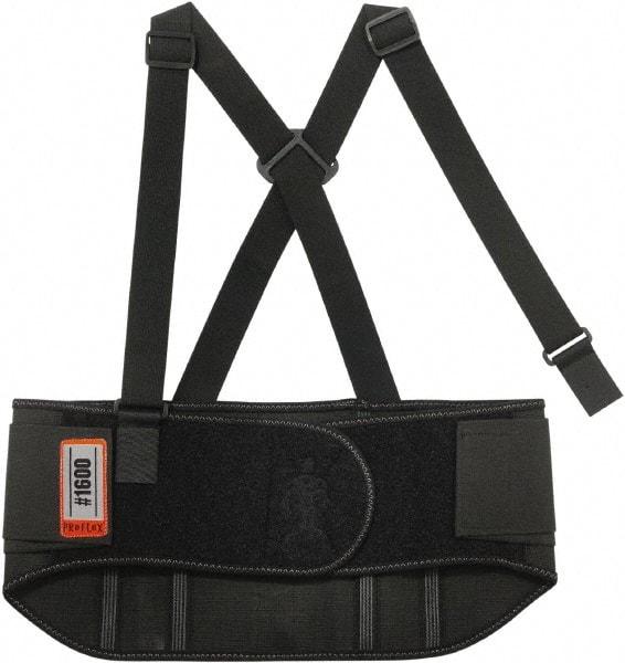 Ergodyne - Size M, Elastic Belt with Adjustable Shoulder Straps - 30 to 34" Waist, 9" Wide, Detachable Strap, Black - Industrial Tool & Supply