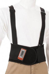 Ergodyne - Size XS, Elastic Belt with Adjustable Shoulder Straps - 22 to 25" Waist, 9" Wide, Detachable Strap, Black - Industrial Tool & Supply