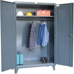 Strong Hold - 1 Shelf Combination Storage Cabinet - Steel, 36" Wide x 24" Deep x 72" High, Dark Gray - Industrial Tool & Supply