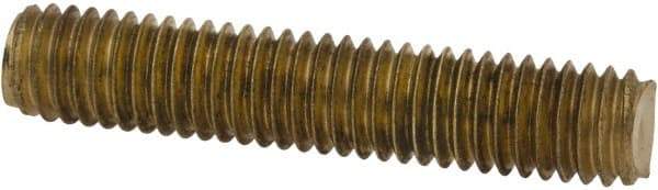 Value Collection - #10-32 1" OAL Fully Threaded Stud - Brass, Plain Finish - Industrial Tool & Supply