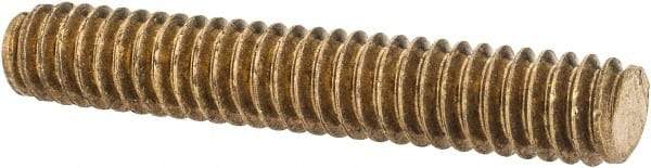 Value Collection - 1/4-20 1-1/2" OAL Fully Threaded Stud - Brass, Plain Finish - Industrial Tool & Supply