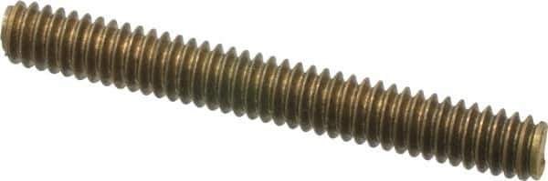 Value Collection - 1/4-20 2" OAL Fully Threaded Stud - Brass, Plain Finish - Industrial Tool & Supply