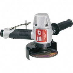 Dynabrade - 4-1/2 & 5" Wheel Diam, 12,000 RPM, Pneumatic Angle & Disc Grinder - 5/8-11 Spindle, 38 CFM, Rear Exhaust - Industrial Tool & Supply