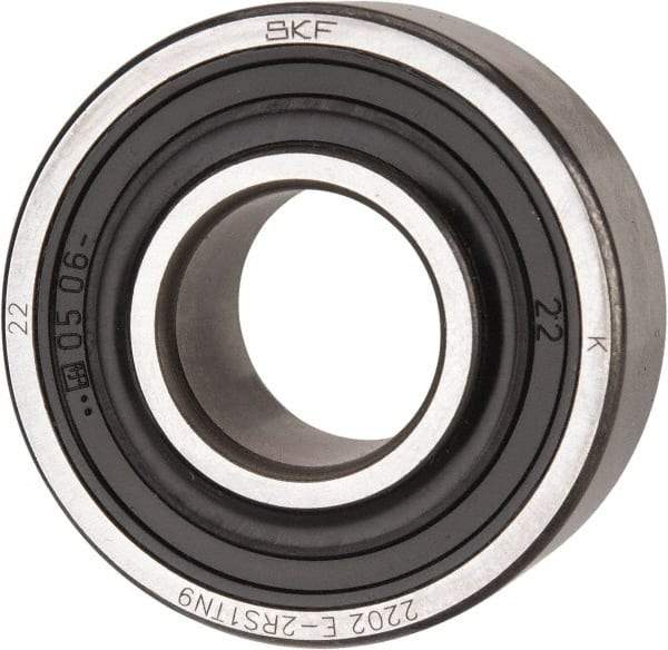 SKF - 15mm Bore Diam, 35mm OD, Double Seal Self Aligning Radial Ball Bearing - 14mm Wide, 2 Rows, Round Bore, 459 Lb Static Capacity, 1,960 Lb Dynamic Capacity - Industrial Tool & Supply