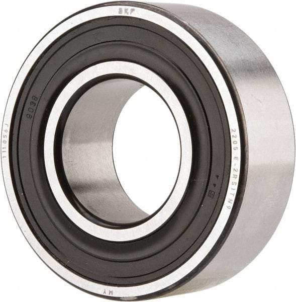 SKF - 25mm Bore Diam, 52mm OD, Double Seal Self Aligning Radial Ball Bearing - 18mm Wide, 2 Rows, Round Bore, 989 Lb Static Capacity, 3,780 Lb Dynamic Capacity - Industrial Tool & Supply