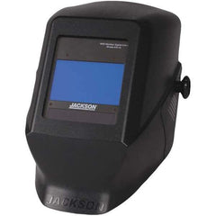 Jackson Safety - 5" Window Width x 4" Window Height, 9 to 13 Shade Auto-Darkening Lens, Fixed Front Welding Helmet - Black Plastic Blue Lens - Industrial Tool & Supply