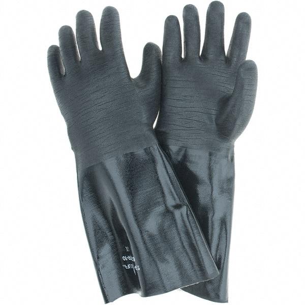 SHOWA - 18 mil Thick, Chemical Resistant Gloves - SZ10 RGH GRIP BLK 1/PR NEOGRAB ELBW LEN CHEM GLV - Industrial Tool & Supply
