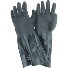 SHOWA - 18 mil Thick, Chemical Resistant Gloves - SZ10 RGH GRIP BLK 1/PR NEOGRAB ELBW LEN CHEM GLV - Industrial Tool & Supply