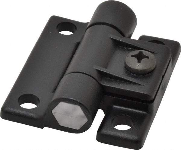 80/20 Inc. - 2-1/2" Long x 2-1/4" Wide x 0.77" Thick, Adjustable Hinge - Black Acetal - Industrial Tool & Supply