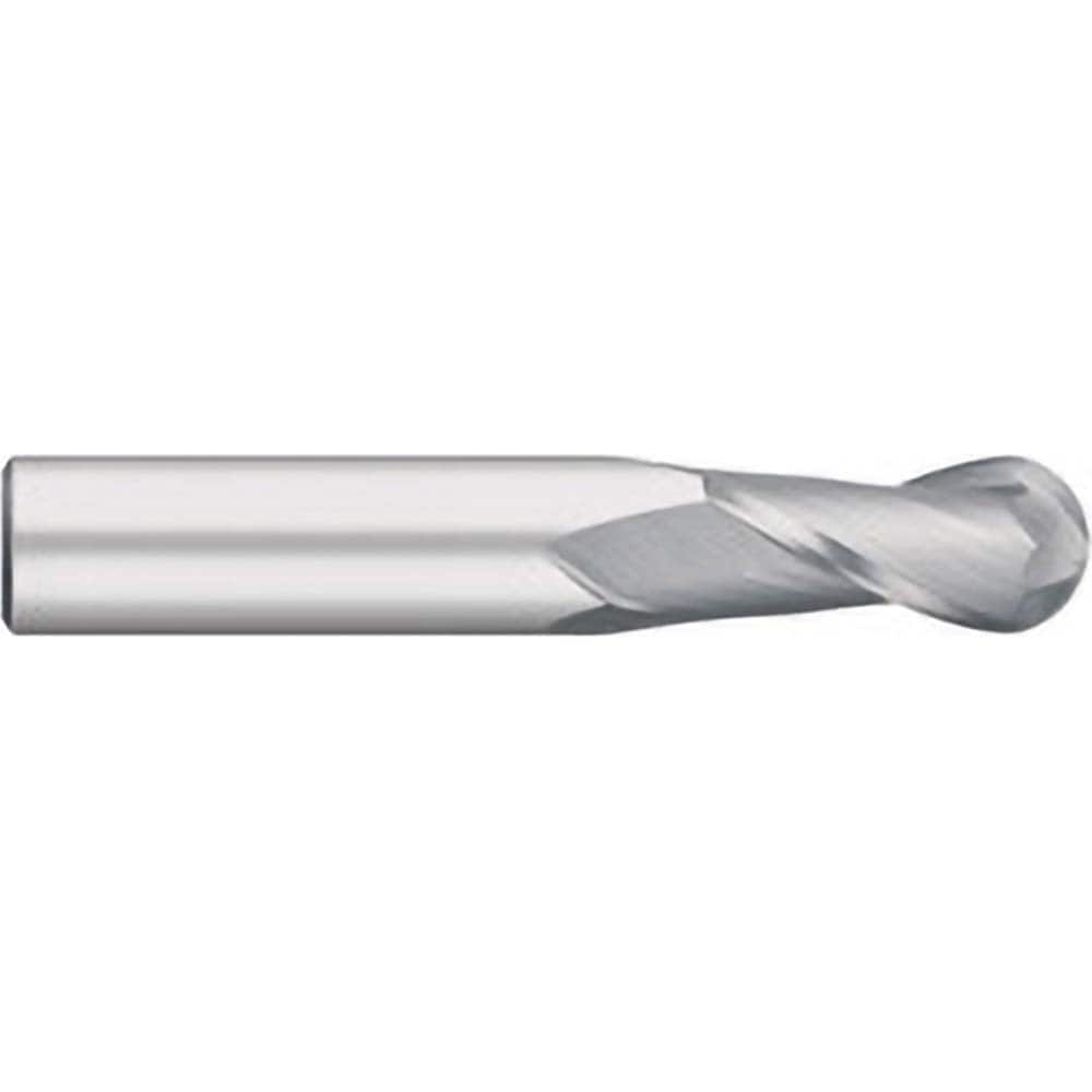 Ball End Mill: 0.625″ Dia, 1.25″ LOC, 2 Flute, Solid Carbide 3-1/2″ OAL, 5/8″ Shank Dia, 30 ° Helix, Uncoated, Single End