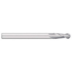 Ball End Mill: 0.3125″ Dia, 1.625″ LOC, 2 Flute, Solid Carbide 4″ OAL, 5/16″ Shank Dia, 30 ° Helix, Uncoated, Single End