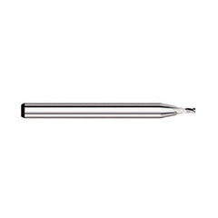 Corner Radius End Mill: 0.075″ Dia, 0.113″ LOC, 0.01″ Radius, 4 Flutes, Solid Carbide 1-1/2″ OAL, 1/8″ Shank Dia, 30 ° Helix, Bright/Uncoated, Corner Radius End, Centercutting