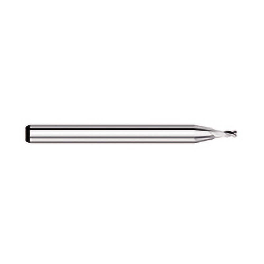 Corner Radius End Mill: 0.05″ Dia, 0.075″ LOC, 0.005″ Radius, 4 Flutes, Solid Carbide 1-1/2″ OAL, 1/8″ Shank Dia, 30 ° Helix, Bright/Uncoated, Corner Radius End, Centercutting