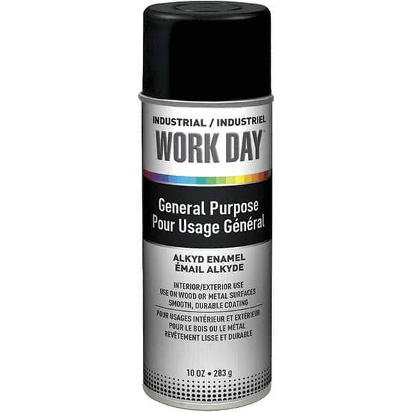 Krylon - Black, Flat, Enamel Spray Paint - 9 to 13 Sq Ft per Can, 10 oz Container, Use on Ceramics, Glass, Metal, Plaster, Wood - Industrial Tool & Supply