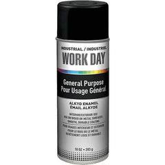 Krylon - Black, Flat, Enamel Spray Paint - 9 to 13 Sq Ft per Can, 10 oz Container, Use on Ceramics, Glass, Metal, Plaster, Wood - Industrial Tool & Supply