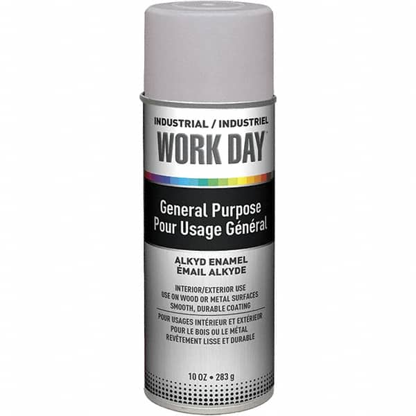 Enamel Spray Paint: Gray Primer, Flat, 10 oz Indoor & Outdoor, Use on Ceramic, Glass, Metal, Plaster & Wood