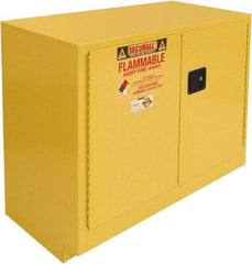 Securall Cabinets - 2 Door, 1 Shelf, Yellow Steel Under the Counter Safety Cabinet for Flammable and Combustible Liquids - 35-9/16" High x 47" Wide x 22" Deep, Manual Closing Door, 3 Point Key Lock, 36 Gal Capacity - Industrial Tool & Supply