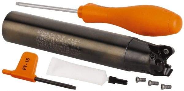 Kennametal - 32mm Cutting Diam, 32mm Shank Diam, 1.26" Max Depth of Cut, Straight Shank Indexable Copy End Mill - 3 Inserts, RP.T 1204M0.. Insert, Through Coolant - Industrial Tool & Supply