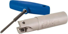 Iscar - 1" Cut Diam, 0.472" Max Depth of Cut, 1" Shank Diam, 4" OAL, Indexable Square Shoulder Helical End Mill - H490 AN.X 12 Inserts, Weldon Shank, 90° Lead Angle, Through Coolant, Series Helido - Industrial Tool & Supply