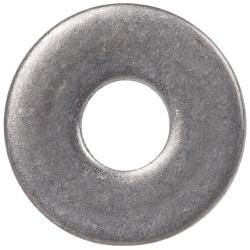 Made in USA - #2 Screw, Grade 300 Stainless Steel Standard Flat Washer - 0.094" ID x 1/4" OD, 0.016" Thick, Plain Finish, Meets Military Specifications - Industrial Tool & Supply
