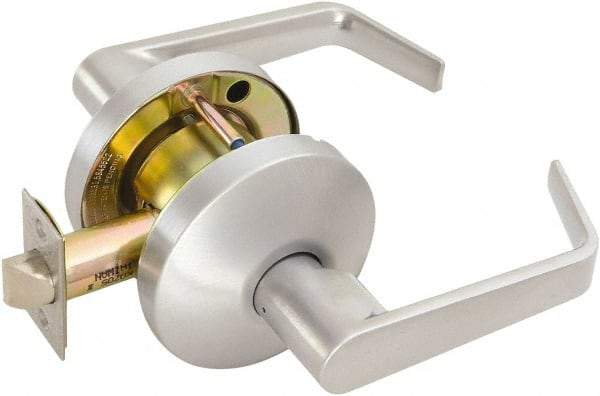Falcon - Medium Duty Passage Lever Lockset - 2-3/4" Back Set, Satin Chrome Finish - Industrial Tool & Supply