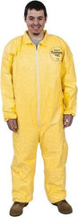 Dupont - Size 3XL PE Film Chemical Resistant Coveralls - Yellow, Zipper Closure, Elastic Cuffs, Elastic Ankles, Serged Seams - Industrial Tool & Supply