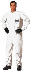Dupont - Size 3XL Saranex Chemical Resistant Coveralls - White, Zipper Closure, Elastic Cuffs, Elastic Ankles, Bound Seams - Industrial Tool & Supply