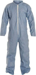 Dupont - Size M FR Disposable Flame Resistant/Retardant Coveralls - Blue, Zipper Closure, Open Cuffs, Open Ankles, Serged Seams - Industrial Tool & Supply