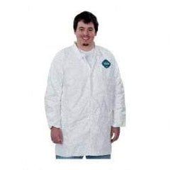 Dupont - Size 3XL White Disposable Chemical Resistant Lab Coat - Tyvek, Snap Front, Open Cuff - Industrial Tool & Supply