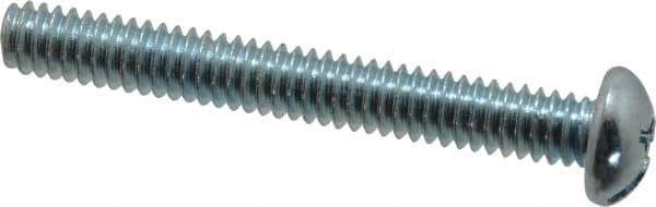 Value Collection - 1/4-20 UNC, 2" Length Under Head Slotted/Phillips Drive Machine Screw - Round Head, Grade J82 Steel, Zinc-Plated Finish, Without Washer - Industrial Tool & Supply