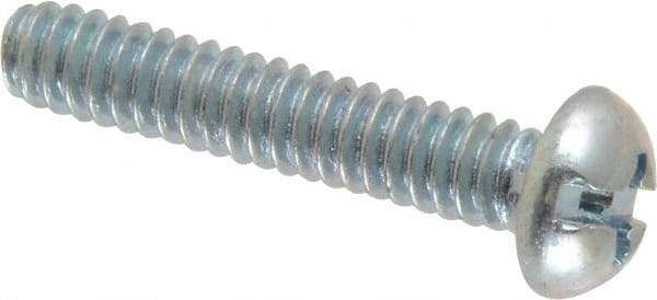 Value Collection - #10-24 UNC, 1" Length Under Head Slotted/Phillips Drive Machine Screw - Round Head, Grade J82 Steel, Zinc-Plated Finish, Without Washer - Industrial Tool & Supply