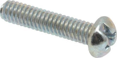 Made in USA - #8-32 UNC, 3/4" Length Under Head Slotted/Phillips Drive Machine Screw - Round Head, Grade J82 Steel, Zinc-Plated Finish, Without Washer - Industrial Tool & Supply