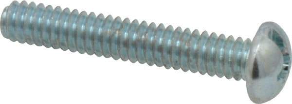 Value Collection - 1/4-20 UNC, 1-1/2" Length Under Head Slotted/Phillips Drive Machine Screw - Round Head, Grade J82 Steel, Zinc-Plated Finish, Without Washer - Industrial Tool & Supply