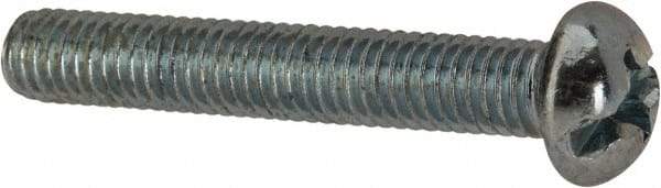 Made in USA - #10-32 UNF, 1-1/4" Length Under Head Slotted/Phillips Drive Machine Screw - Round Head, Grade J82 Steel, Zinc-Plated Finish, Without Washer - Industrial Tool & Supply