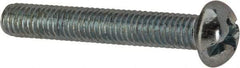 Made in USA - #10-32 UNF, 1-1/4" Length Under Head Slotted/Phillips Drive Machine Screw - Round Head, Grade J82 Steel, Zinc-Plated Finish, Without Washer - Industrial Tool & Supply