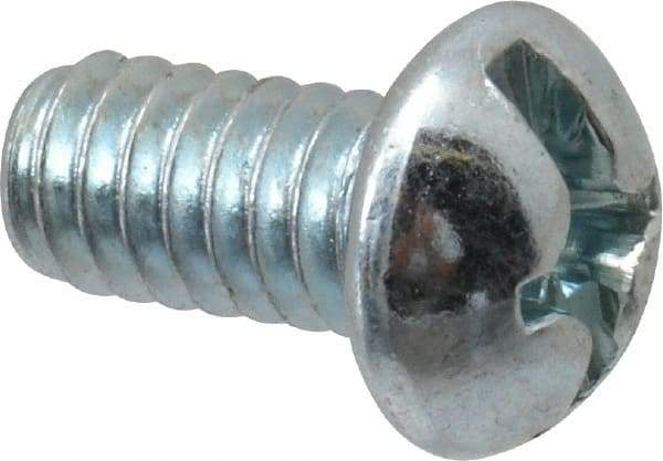 Value Collection - 1/4-20 UNC, 1/2" Length Under Head Slotted/Phillips Drive Machine Screw - Round Head, Grade 2 Steel, Zinc-Plated Finish, Without Washer - Industrial Tool & Supply