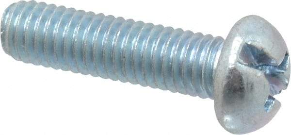 Value Collection - #10-32 UNF, 3/4" Length Under Head Slotted/Phillips Drive Machine Screw - Round Head, Grade J82 Steel, Zinc-Plated Finish, Without Washer - Industrial Tool & Supply