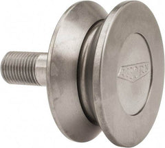 Osborn International - 2" Roller Diam x 27/32" Width, 1/2" Stud Diam x 1-1/4" Length, V Grooved Concentric Stud - Steel, 5/8" Thread Length, 1/2-20 Thread, 2-3/32" OAL, 600 Lb Dynamic Cap - Industrial Tool & Supply