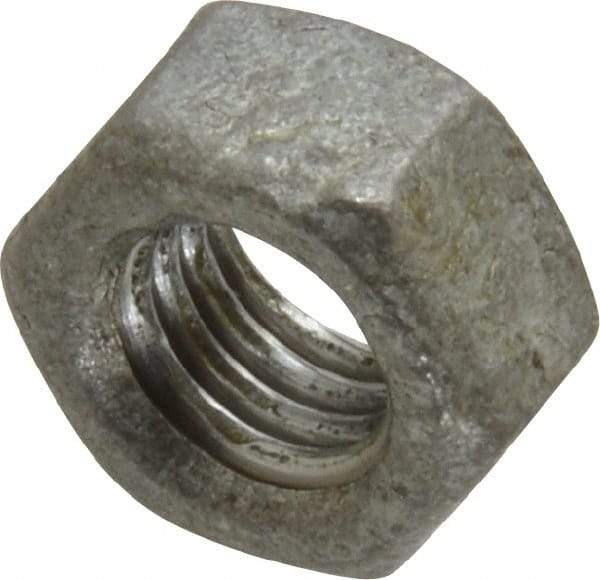 Value Collection - 5/16-18 UNC Steel Right Hand Hex Nut - 1/2" Across Flats, 17/64" High, Hot Dipped Galvanized Finish - Industrial Tool & Supply