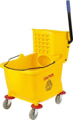 PRO-SOURCE - 31 Qt Plastic Bucket & Wringer - 22" Long x 18-1/2" High x 17" Wide, Yellow - Industrial Tool & Supply