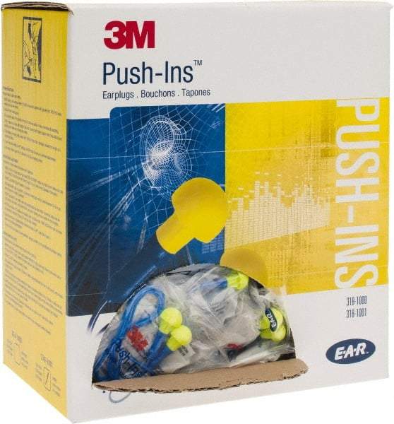 3M - Reusable, Corded, 28 dB Earplugs - Yellow, 100 Pairs - Industrial Tool & Supply
