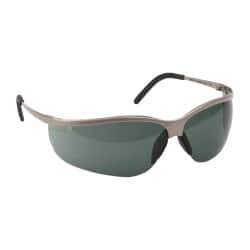 3M - Gray Lenses, Framed Safety Glasses - Anti-Fog, Scratch Resistant, Brushed Nickel Metal Frame, Size Universal, Wrap Around - Industrial Tool & Supply