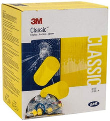 3M - Disposable, Corded, 29 dB, Barrel Earplugs - Yellow, 500 Pairs - Industrial Tool & Supply