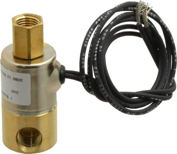 KIP - 1/4" Port, Direct Acting, Brass Solenoid Valve - Normally Open, 140 Max PSI, Buna-N Seal - Industrial Tool & Supply