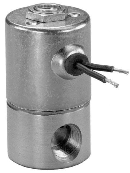 KIP - 1/4" Port, Direct Acting, Brass Solenoid Valve - Normally Open, 100 Max PSI, Buna-N Seal - Industrial Tool & Supply